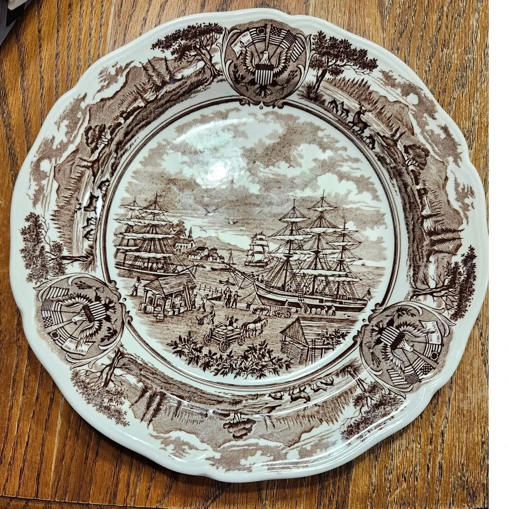 Royal Staffordshire American Legend J.&G Meakin England Brown Transferware Plate